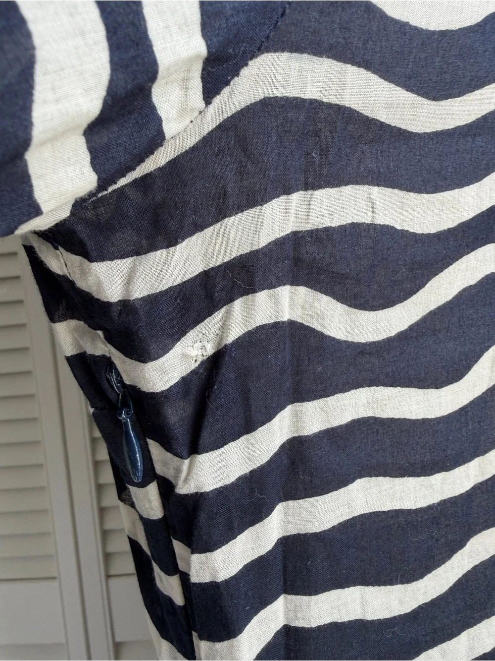 8🌊 Tory Burch Navy and White Wave Stripe Swim Tunic Coverup Dress 3/4 Sleeve